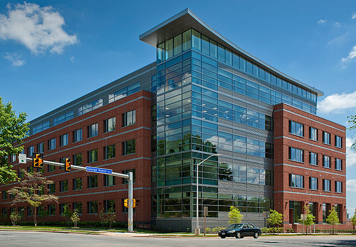 University Hall administrative building developed at George Mason University in Fairfax, VA